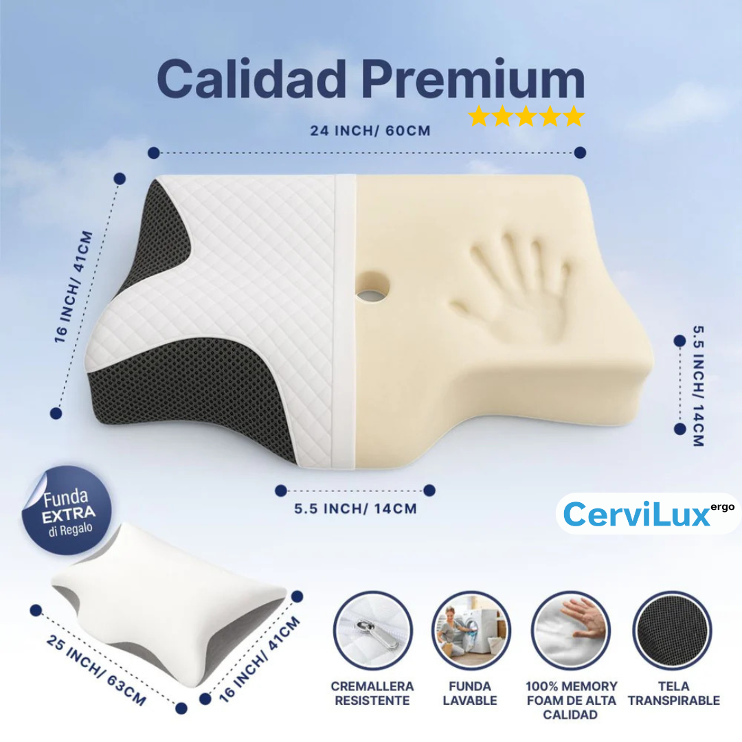 Almohada Ergonómica CerviLux™ + Funda GRATIS